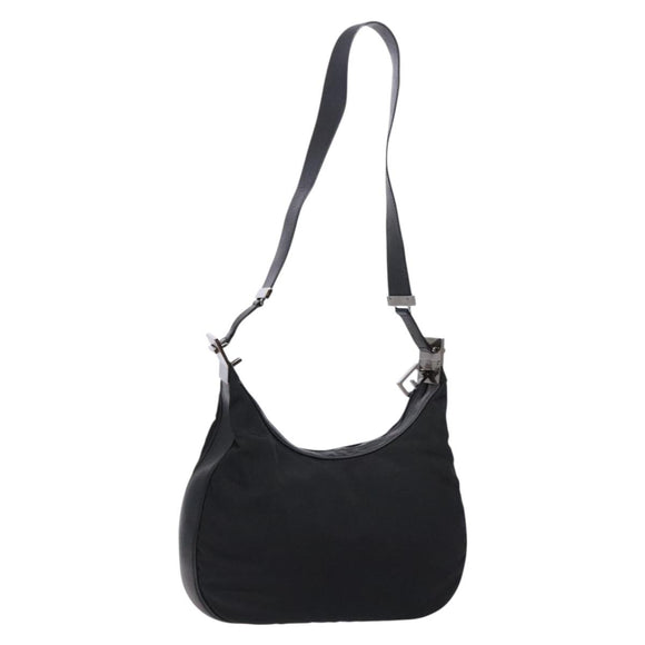 GUCCI Shoulder Bag Nylon Leather Black Silver 001 3315 Auth SW1469