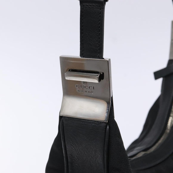 GUCCI Shoulder Bag Nylon Leather Black Silver 001 3315 Auth SW1469