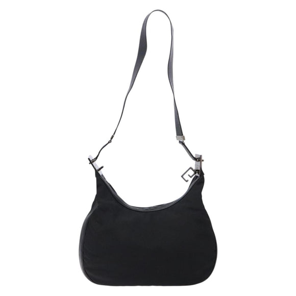 GUCCI Shoulder Bag Nylon Leather Black Silver 001 3315 Auth SW1469