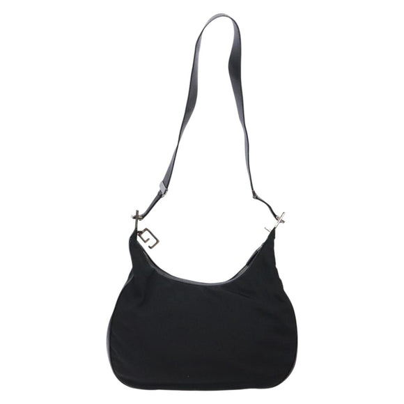 GUCCI Shoulder Bag Nylon Leather Black Silver 001 3315 Auth SW1469