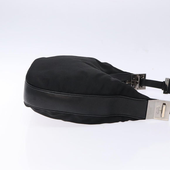 GUCCI Shoulder Bag Nylon Leather Black Silver 001 3315 Auth SW1469