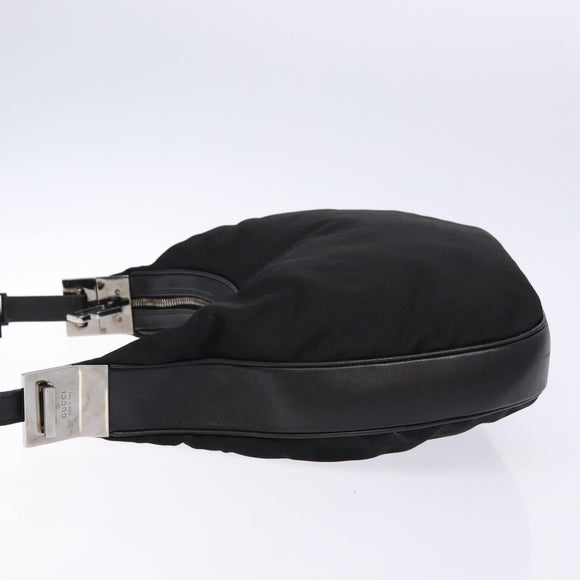 GUCCI Shoulder Bag Nylon Leather Black Silver 001 3315 Auth SW1469