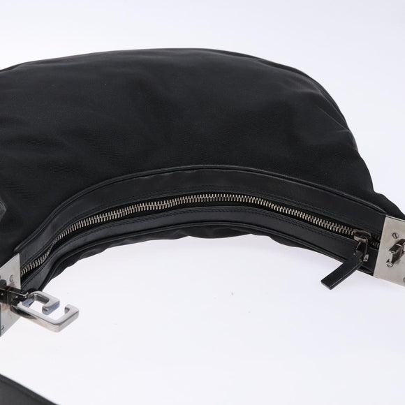 GUCCI Shoulder Bag Nylon Leather Black Silver 001 3315 Auth SW1469