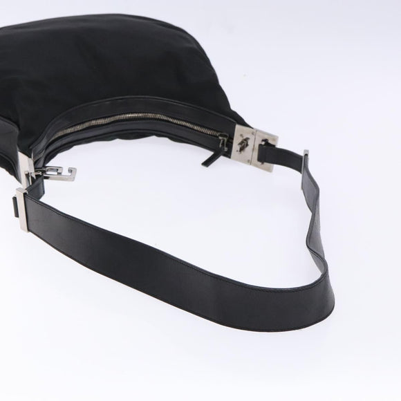 GUCCI Shoulder Bag Nylon Leather Black Silver 001 3315 Auth SW1469