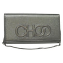Jimmy Choo Chain Shoulder Bag Leather Silver Auth sw147-1