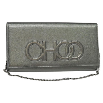 Jimmy Choo Chain Shoulder Bag Leather Silver Auth sw147