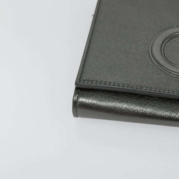 Jimmy Choo Chain Shoulder Bag Leather Silver Auth sw147