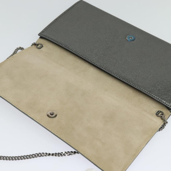 Jimmy Choo Chain Shoulder Bag Leather Silver Auth sw147