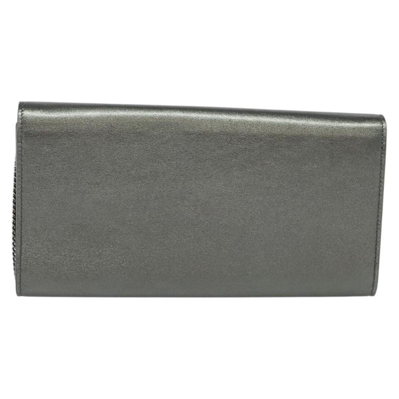 Jimmy Choo Chain Shoulder Bag Leather Silver Auth sw147