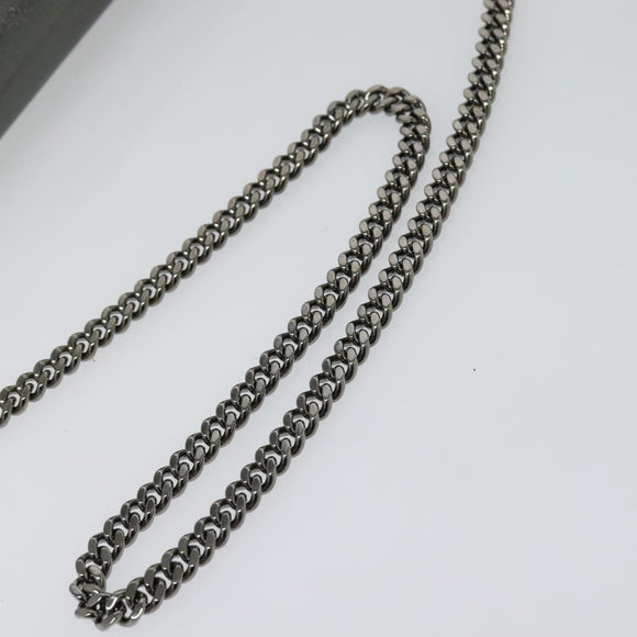 Jimmy Choo Chain Shoulder Bag Leather Silver Auth sw147