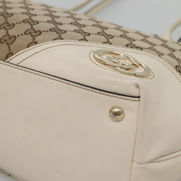 GUCCI GG Canvas Tote Bag Beige Gold 169946 Auth SW1470