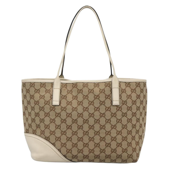 GUCCI GG Canvas Tote Bag Beige Gold 169946 Auth SW1470