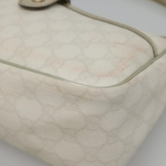 GUCCI GG Supreme Shoulder Bag PVC White Gold 190258 Auth SW1471
