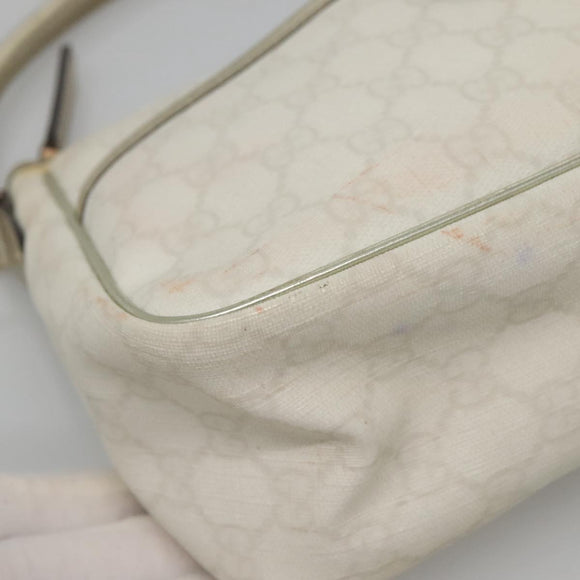 GUCCI GG Supreme Shoulder Bag PVC White Gold 190258 Auth SW1471