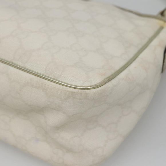 GUCCI GG Supreme Shoulder Bag PVC White Gold 190258 Auth SW1471