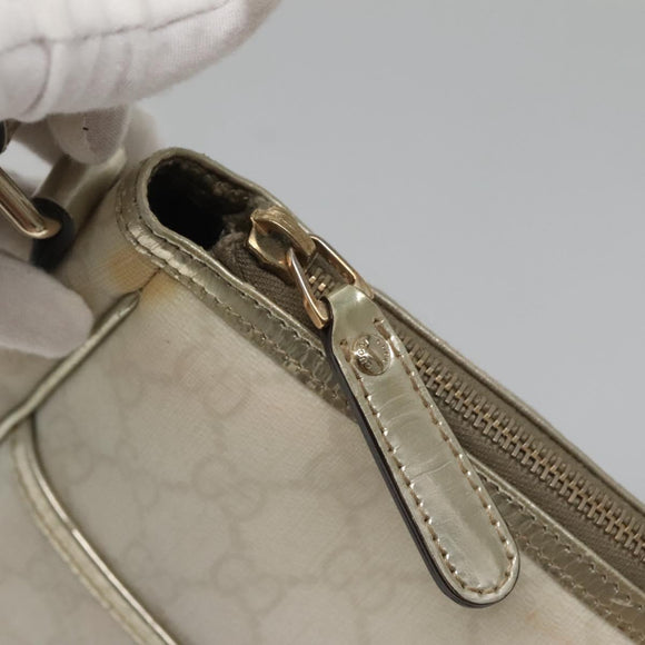 GUCCI GG Supreme Shoulder Bag PVC White Gold 190258 Auth SW1471