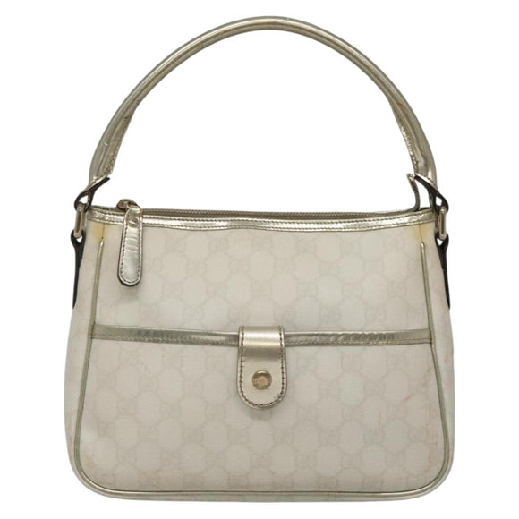 GUCCI GG Supreme Shoulder Bag PVC White Gold 190258 Auth SW1471