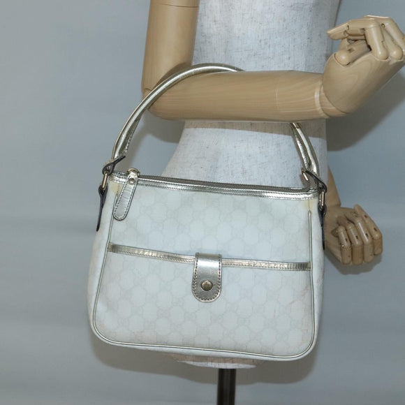 GUCCI GG Supreme Shoulder Bag PVC White Gold 190258 Auth SW1471