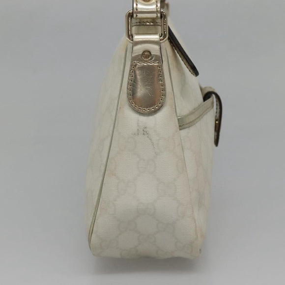 GUCCI GG Supreme Shoulder Bag PVC White Gold 190258 Auth SW1471