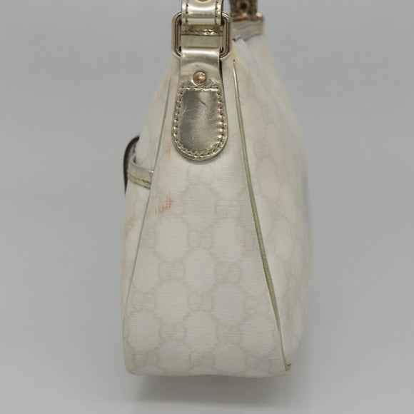GUCCI GG Supreme Shoulder Bag PVC White Gold 190258 Auth SW1471