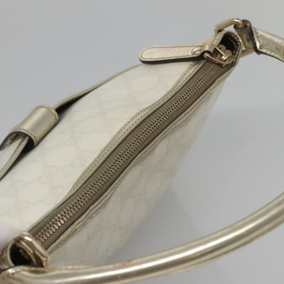GUCCI GG Supreme Shoulder Bag PVC White Gold 190258 Auth SW1471