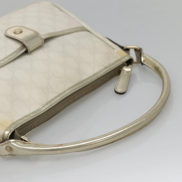 GUCCI GG Supreme Shoulder Bag PVC White Gold 190258 Auth SW1471