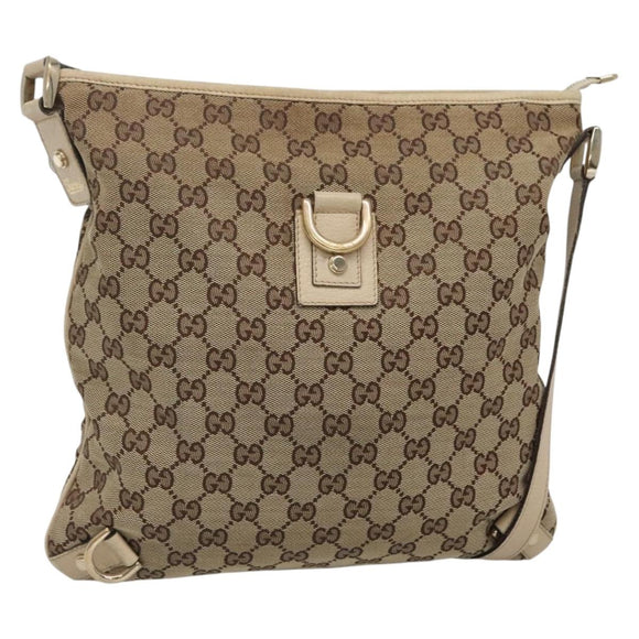 GUCCI GG Canvas Abbey Shoulder Bag Beige Gold 131326 Auth SW1474