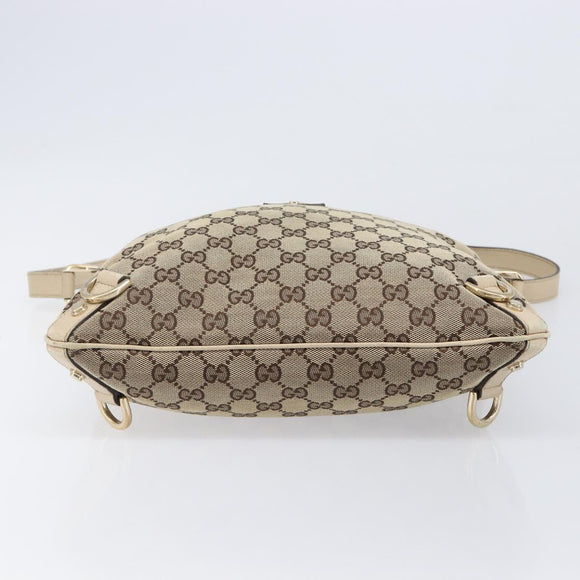 GUCCI GG Canvas Abbey Schultertasche Beige Gold 131326 Auth SW1474