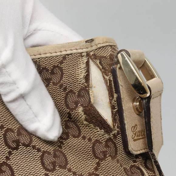 GUCCI GG Canvas Abbey Shoulder Bag Beige Gold 131326 Auth SW1474