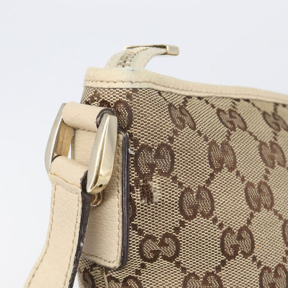 GUCCI GG Canvas Abbey Schultertasche Beige Gold 131326 Auth SW1474