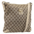 GUCCI GG Canvas Abbey Schultertasche Beige Gold 131326 Auth SW1474-1