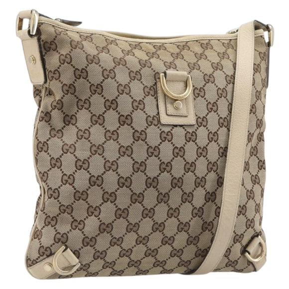 GUCCI GG Canvas Abbey Schultertasche Beige Gold 131326 Auth SW1474