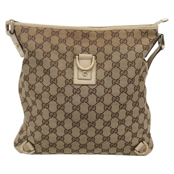 GUCCI GG Canvas Abbey Shoulder Bag Beige Gold 131326 Auth SW1474
