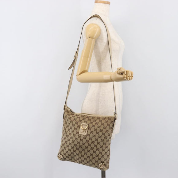 GUCCI GG Canvas Abbey Schultertasche Beige Gold 131326 Auth SW1474