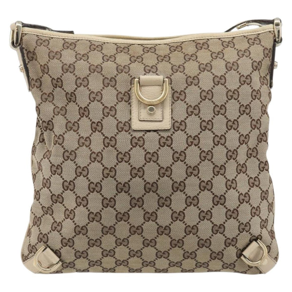GUCCI GG Canvas Abbey Schultertasche Beige Gold 131326 Auth SW1474