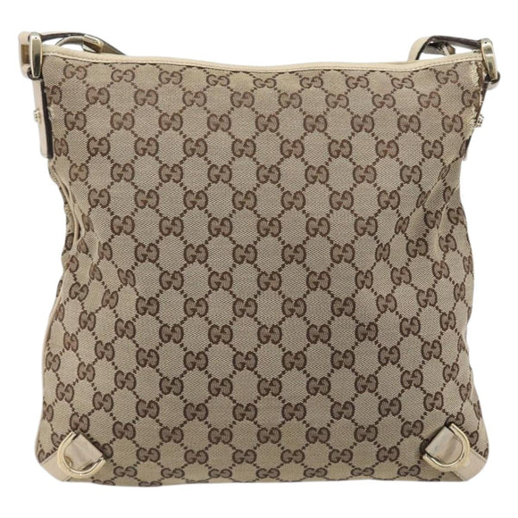 GUCCI GG Canvas Abbey Schultertasche Beige Gold 131326 Auth SW1474