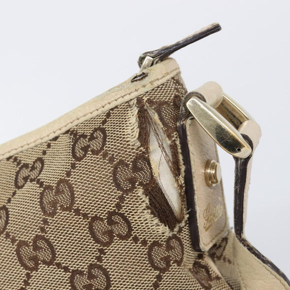 GUCCI GG Canvas Abbey Schultertasche Beige Gold 131326 Auth SW1474