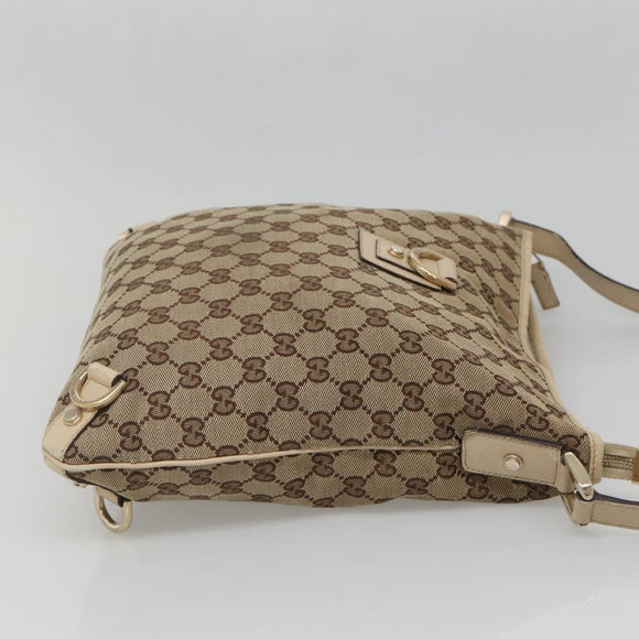 GUCCI GG Canvas Abbey Shoulder Bag Beige Gold 131326 Auth SW1474