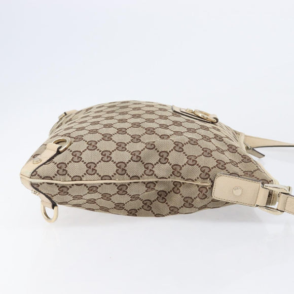 GUCCI GG Canvas Abbey Schultertasche Beige Gold 131326 Auth SW1474
