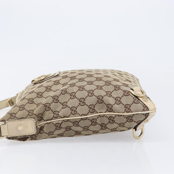 GUCCI GG Canvas Abbey Schultertasche Beige Gold 131326 Auth SW1474