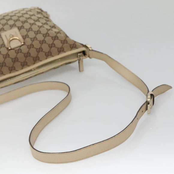 GUCCI GG Canvas Abbey Shoulder Bag Beige Gold 131326 Auth SW1474
