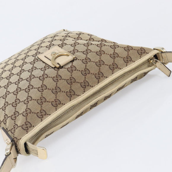 GUCCI GG Canvas Abbey Schultertasche Beige Gold 131326 Auth SW1474