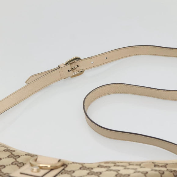 GUCCI GG Canvas Abbey Shoulder Bag Beige Gold 131326 Auth SW1474