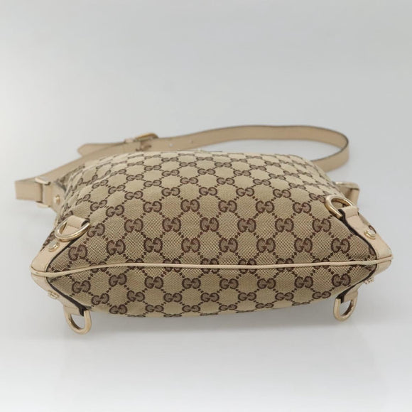 GUCCI GG Canvas Abbey Shoulder Bag Beige Gold 131326 Auth SW1474