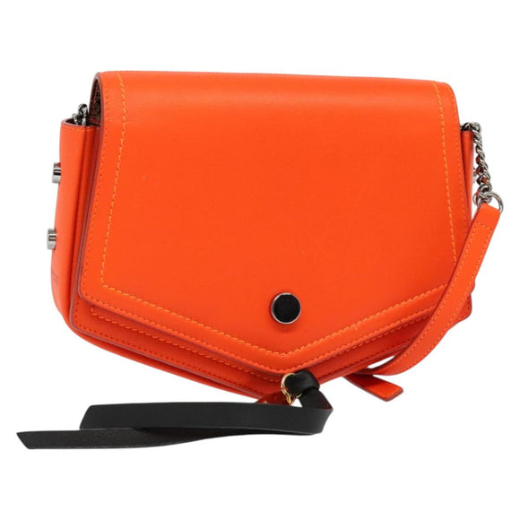 Jimmy Choo Shoulder Bag Leather Orange Silver Auth SW1487