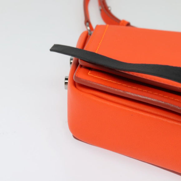 Jimmy Choo Shoulder Bag Leather Orange Silver Auth SW1487