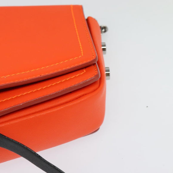 Jimmy Choo Shoulder Bag Leather Orange Silver Auth SW1487