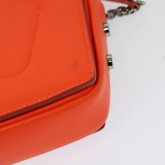 Jimmy Choo Shoulder Bag Leather Orange Silver Auth SW1487