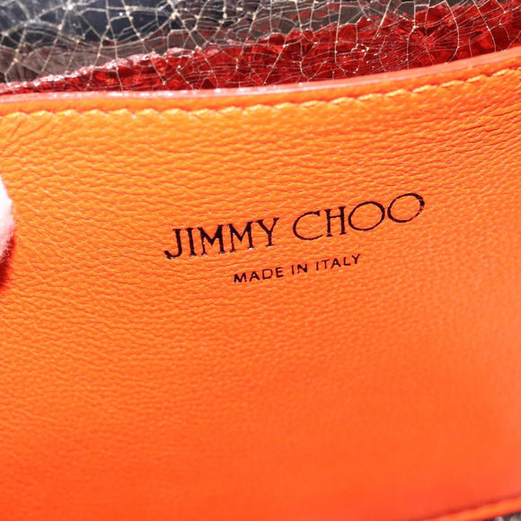 Jimmy Choo Shoulder Bag Leather Orange Silver Auth SW1487