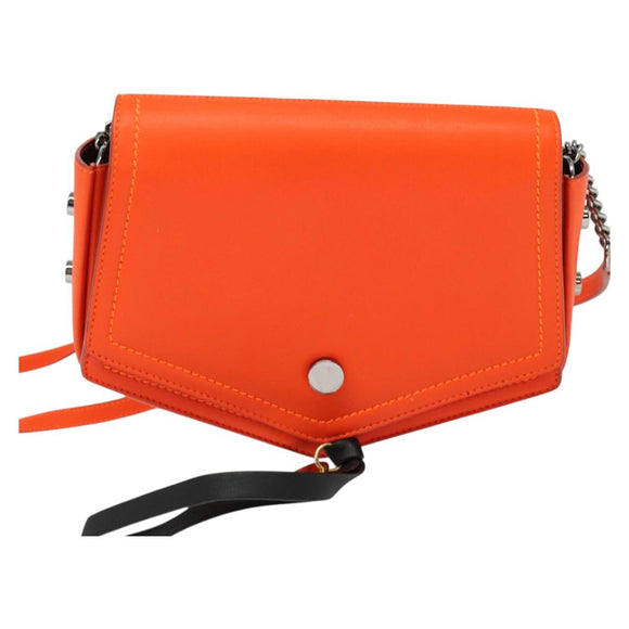 Jimmy Choo Shoulder Bag Leather Orange Silver Auth SW1487